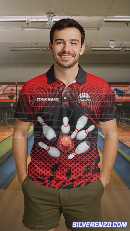 Bowling And Pins Personalized Men Women Polo Shirt Custom Bowling Team Jersey