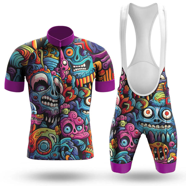 Alien Creatures Multicolor Men's Cycling Jersey Set, Road Bike Cycling Kit for Men, Biking Outfit, Bicycle Suit, Team Racing Uniform