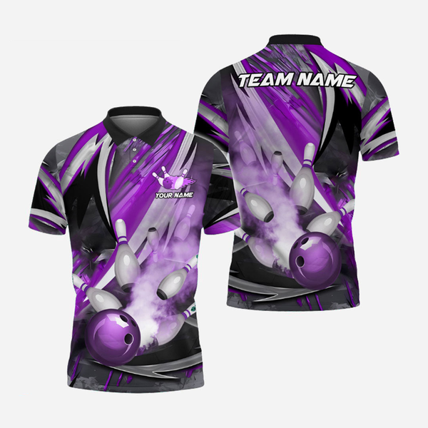 Bowling And Pins Personalized Men Women Polo Shirt Custom Bowling Team Jersey